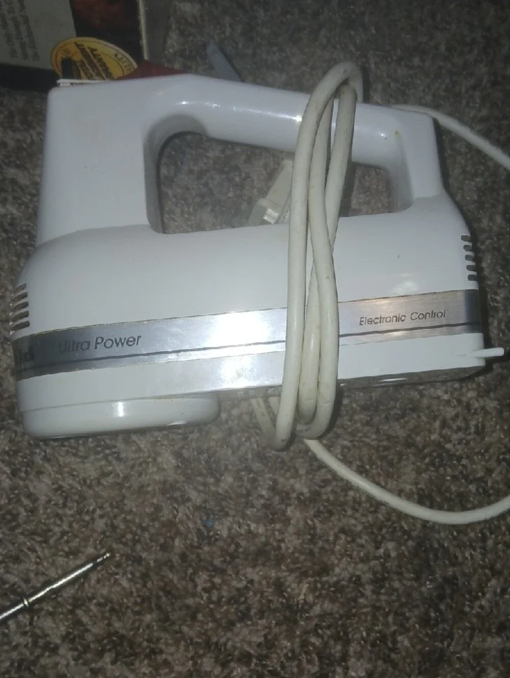 Vintage KitchenAid White Hand Mixer Ultra Power 3-Speed-tested Works